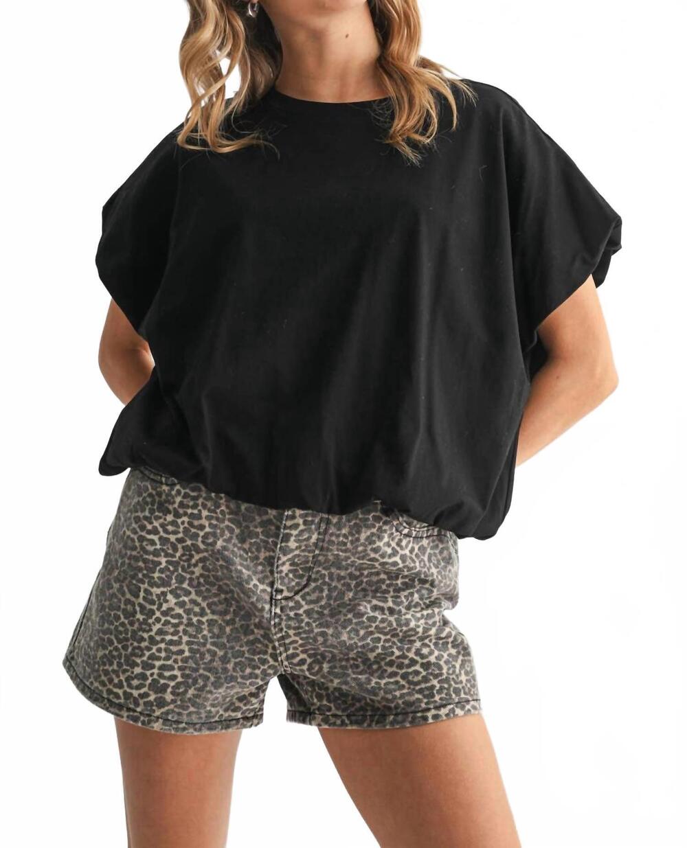 NEW WISHLIST bubble hem knit top in black